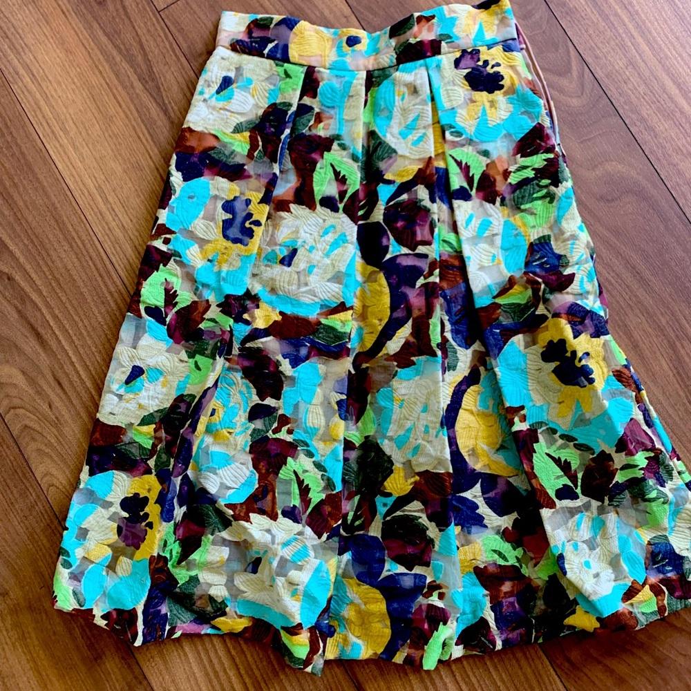 Zara Multi color embroidery flower skirt